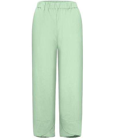 Pants for Women Trendy Women's Linen Pants Plus Size Loose Palazzo Plus Size Pants Cotton Beach Linen Pants Z5-mint Green $9....