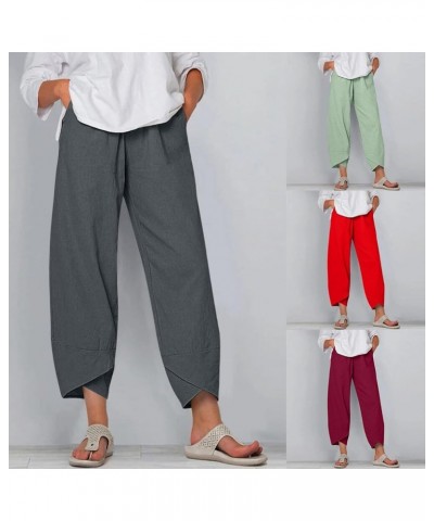 Pants for Women Trendy Women's Linen Pants Plus Size Loose Palazzo Plus Size Pants Cotton Beach Linen Pants Z5-mint Green $9....