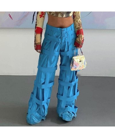 Women Grunge Baggy Cargo Pants Low Rise Drawstring Casual Parachute Pants Vintage Aesthetic Joggers Pants Y2K Streetwear Patc...