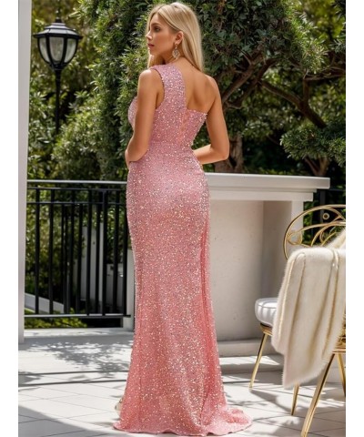 Mermaid Sequin Prom Dresses Long One Shoulder Evening Gowns with Slit Tight Formal Party Dresses with Tail Royal Blue $41.84 ...