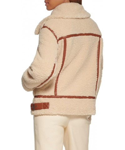 Women's Sherpa Moto Jacket (Standard & Plus Sizes) Sand $23.75 Jackets