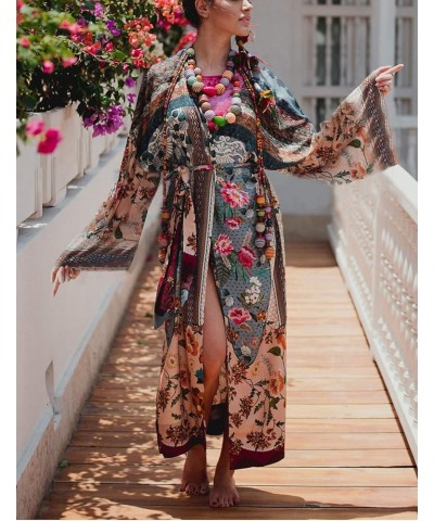 Womens Chiffon/Rayon Beach Blouses Kimono Cardigan Long Bikini Cover Up Floral Print 2 $20.40 Swimsuits