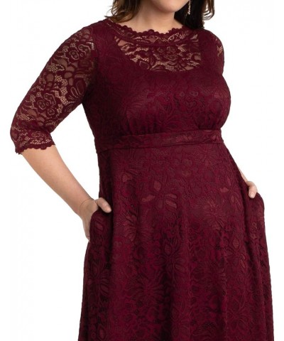 Women’s Plus Size Leona Lace Gown, Maxi Dress Formal Evening Ball Gown with Side Pockets for Wedding Guest Pinot Noir $76.89 ...