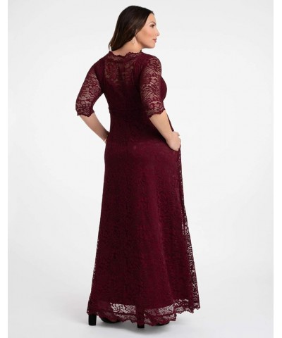 Women’s Plus Size Leona Lace Gown, Maxi Dress Formal Evening Ball Gown with Side Pockets for Wedding Guest Pinot Noir $76.89 ...