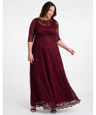 Women’s Plus Size Leona Lace Gown, Maxi Dress Formal Evening Ball Gown with Side Pockets for Wedding Guest Pinot Noir $76.89 ...