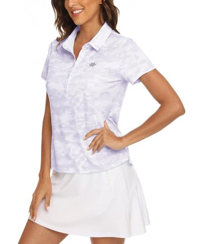 Women's Golf Polo Shirts Short Sleeve Tennis Shirts Quick Dry Sun Protection Sports Athletic Tops Camo Purple $11.00 Shirts