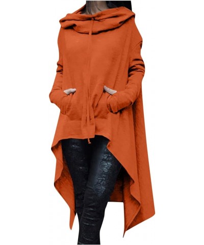 Fall Womens Vintage Cloak Long Sleeve High Low Hooded Pullover Long Sleeve Hoodies Thumb Holes Pockets Sweatshirt Womens Hood...