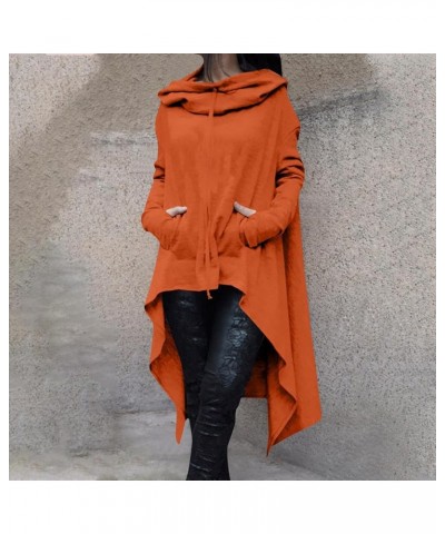 Fall Womens Vintage Cloak Long Sleeve High Low Hooded Pullover Long Sleeve Hoodies Thumb Holes Pockets Sweatshirt Womens Hood...