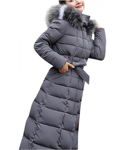 Womens Winter Coats Trendy Plus Size Long Down Coat Hooded Thickened Quilted Warm Maxi Parka Puffer Jackets Outerwear 07-gray...