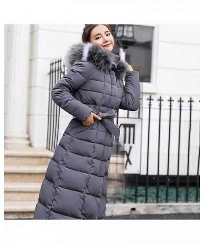 Womens Winter Coats Trendy Plus Size Long Down Coat Hooded Thickened Quilted Warm Maxi Parka Puffer Jackets Outerwear 07-gray...