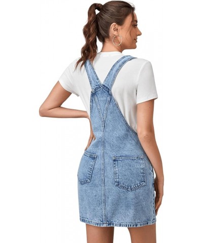 Women's Distressed Adjustable Strap Denim Overall Dress Pale Blue $27.77 Overalls