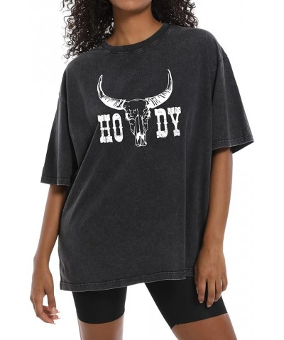 Howdy Western Graphic Tees for Women Vintage Oversized Country Music T Shirts Baggy Boyfriend Tee Cowgirl Shirts Black $13.69...