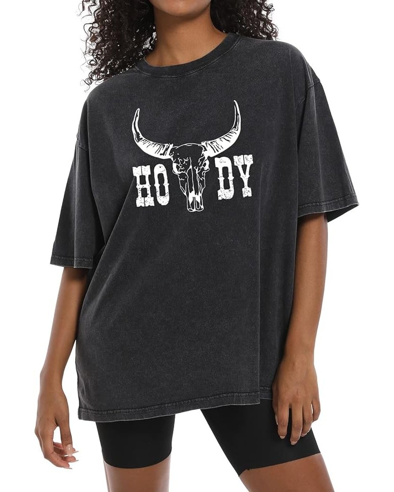 Howdy Western Graphic Tees for Women Vintage Oversized Country Music T Shirts Baggy Boyfriend Tee Cowgirl Shirts Black $13.69...