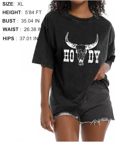 Howdy Western Graphic Tees for Women Vintage Oversized Country Music T Shirts Baggy Boyfriend Tee Cowgirl Shirts Black $13.69...