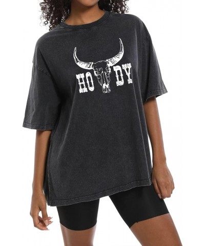 Howdy Western Graphic Tees for Women Vintage Oversized Country Music T Shirts Baggy Boyfriend Tee Cowgirl Shirts Black $13.69...