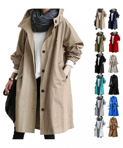 Winter Coats For Women Plus Size Long Sleeve Outerwear With Pocket Lightweight Fall Hooded Windproof Trenchcoat M Navy $16.49...