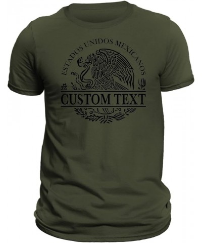 Custom Text Mexico Coat of Arms T-Shirt/Playera De Mexico Personalizada Con Escudo Nacional Military Green/Black $15.11 T-Shirts