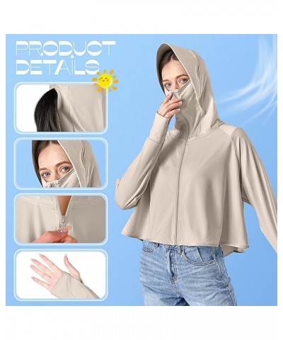 2 Pcs UV Protection Clothing Sun Protection Hoodie Jacket Full Zip UV Block Clothing for Women Haze Blue, Desert Curry $16.80...