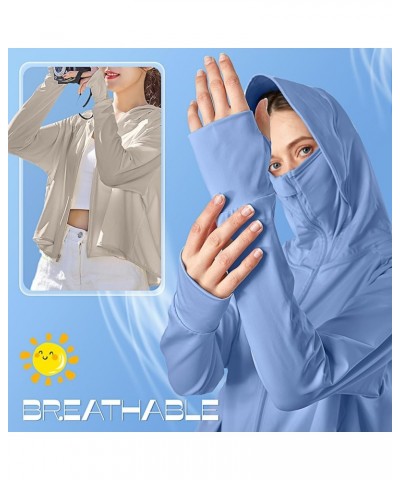 2 Pcs UV Protection Clothing Sun Protection Hoodie Jacket Full Zip UV Block Clothing for Women Haze Blue, Desert Curry $16.80...