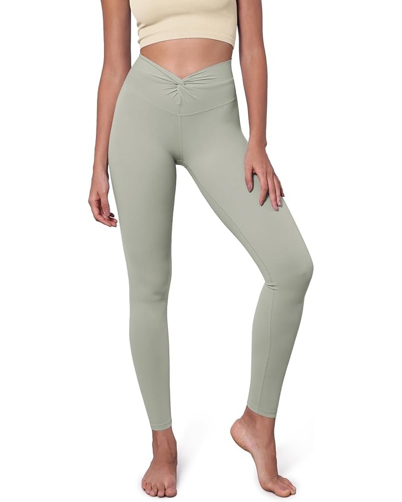 Cloud Feeling Twist Yoga Leggings for Women 25" / 28" High Waist Crossover Yoga Pants Full Length Lime Stone $11.49 Leggings