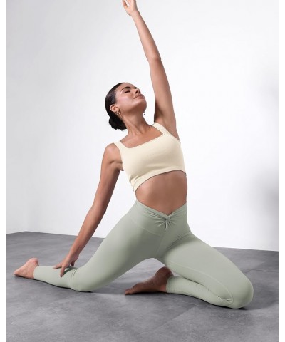 Cloud Feeling Twist Yoga Leggings for Women 25" / 28" High Waist Crossover Yoga Pants Full Length Lime Stone $11.49 Leggings