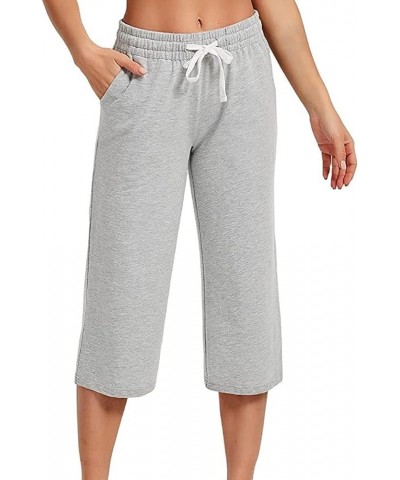 Capris for Women Casual Summer Capris for Women Solid Color Loose High Waist Casual Cropped Pants Aa-light Gray $10.79 Active...