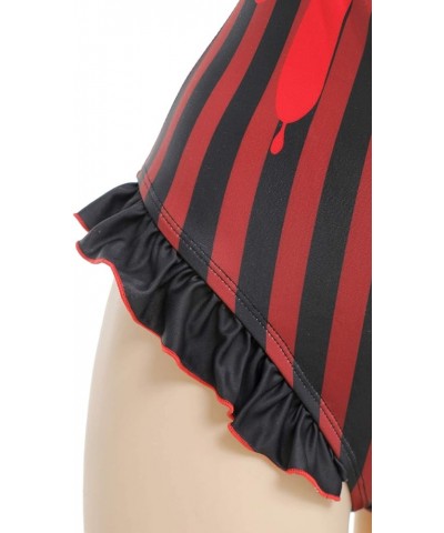 Women Anime One Piece Swimsuit Set Kawaii Bathing Suit Maid Swimwear Bow Tie Bowknot Ruffle Black Red Heart $7.50 Swimsuits