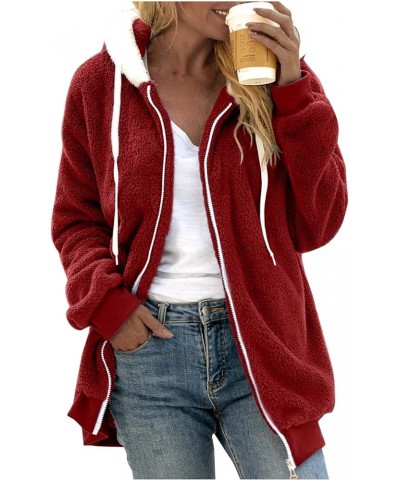 Hoodies for Women Zip-up Sherpa Fleece Jacket Long Sleeve Oversized Fuzzy Hooded Sweatshirt with Pockets Coat Outwear Gf1- J7...