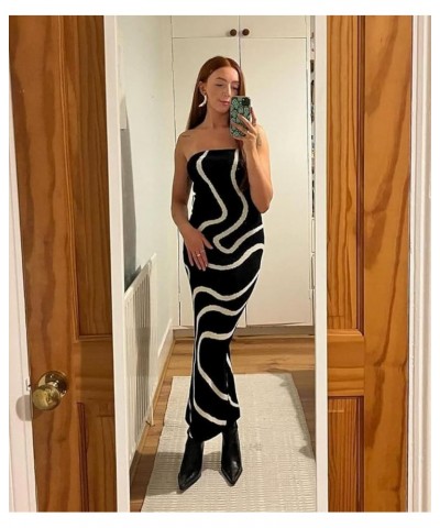 Women's Sexy Cutout Tube Top Maxi Dresses Y2K Sleeveless Long Dress Bodycon Hollow Out Cocktail Party Dress 125 $13.50 Dresses