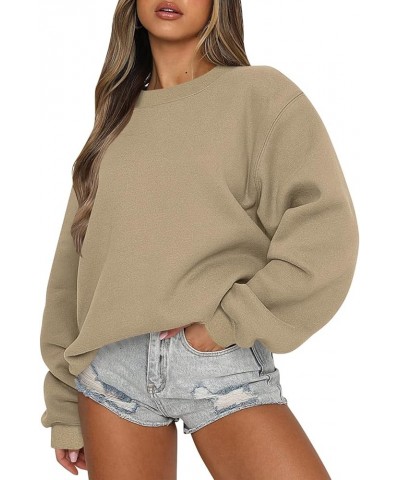 Fall Women Fashion 2023 Fall Womens Crew Neck Sweatshirts Tops Long Sleeve Casual Pullover Loose Sweatshirt Tops 06-beige $11...