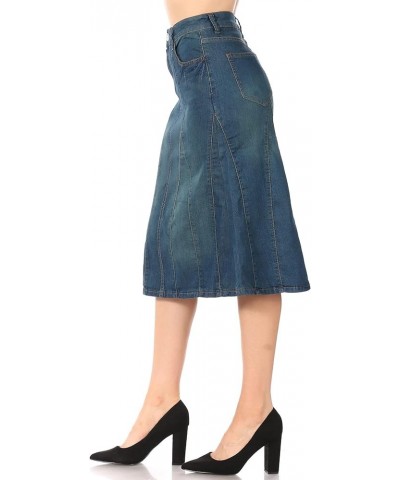 Womens Plus/Juniors Mid Waist Below Knee Length Denim Skirt in Pencil Silhouette Vinatge (77955) $16.80 Skirts