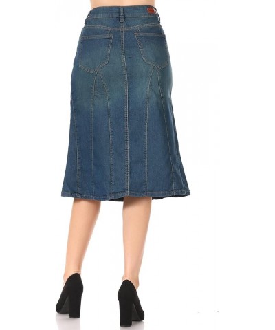 Womens Plus/Juniors Mid Waist Below Knee Length Denim Skirt in Pencil Silhouette Vinatge (77955) $16.80 Skirts