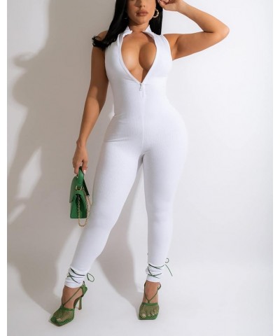 Front Zipper Bodysuit for Women Sexy Casual High Waist Solid Color Full Body Jumpsuits B-khaki $8.69 Lingerie