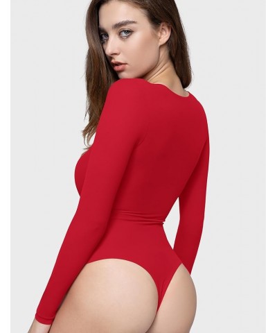 Bodysuits for women V Neck Long Sleeve Body Suit Sexy Tops Smoke Cloud Pro Collection Ruby $19.03 Bodysuits