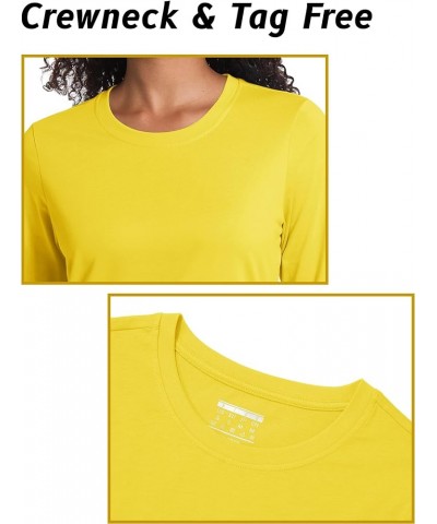 Women's Long Sleeve Shirt Lightweight Cotton Crewneck T-Shirts Breathable Classic-Fit Casual Tops Basic Tees Yellow $11.75 T-...