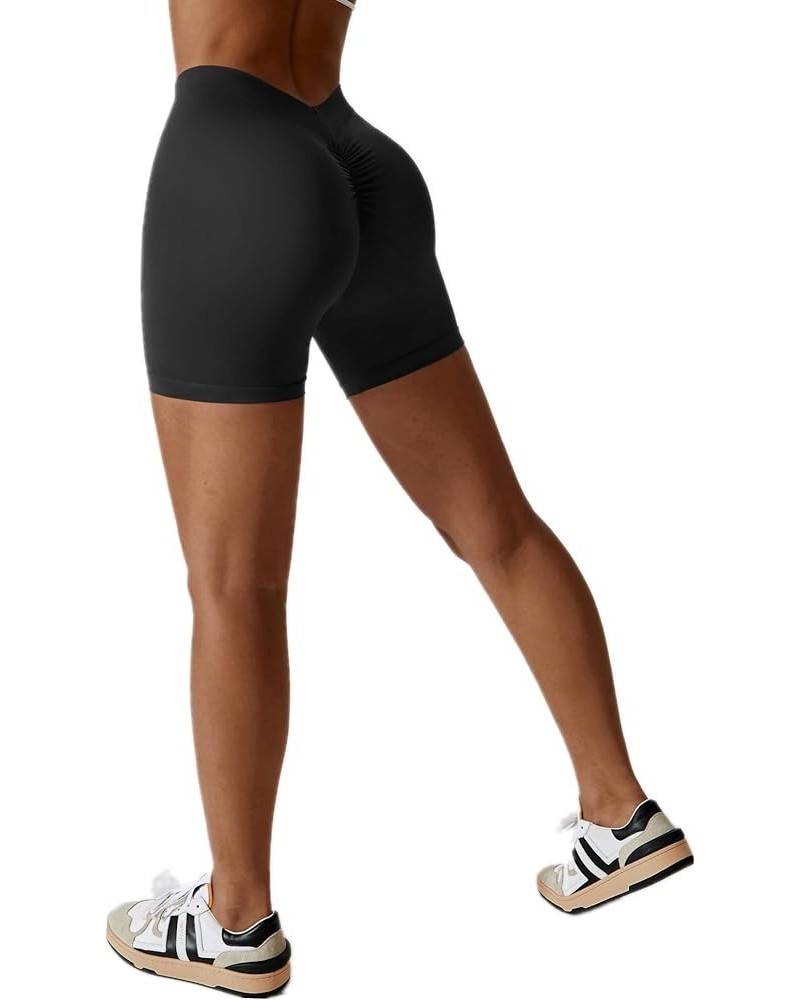 Womens V Back Scrunch Butt Seamless Workout Shorts High Waisted Yoga Gym Athletic Booty Shorts Dark Grey $12.92 Shorts