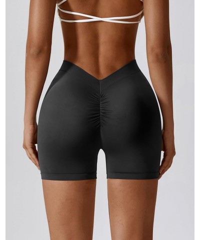 Womens V Back Scrunch Butt Seamless Workout Shorts High Waisted Yoga Gym Athletic Booty Shorts Dark Grey $12.92 Shorts