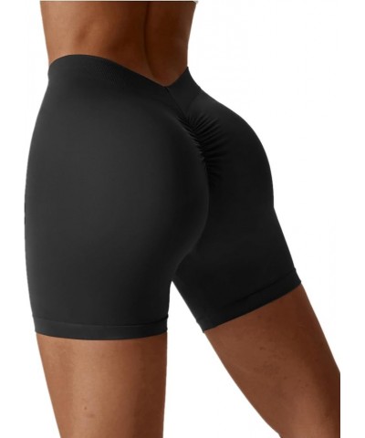 Womens V Back Scrunch Butt Seamless Workout Shorts High Waisted Yoga Gym Athletic Booty Shorts Dark Grey $12.92 Shorts