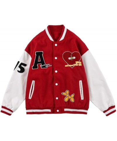 Patchwork Varsity Baseball Letterman Jackets Unisex Streetwear Fashion Outwear Coats C-red $39.90 Jackets