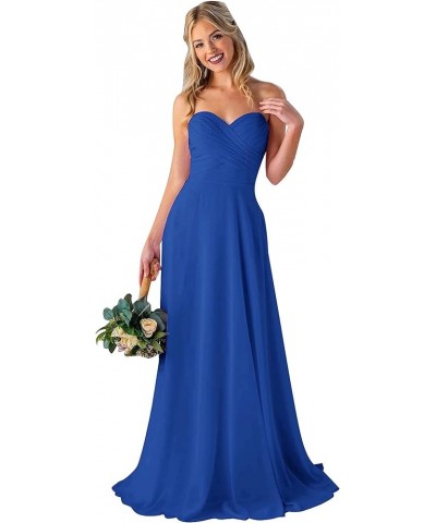 Women's Sweetheart Long Bridesmaid Dresses Long Chiffon Wedding Evening Formal Prom Dress Dodger Blue $18.19 Dresses