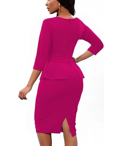 Women's Bodycon Pencil Dress Teacher Office Church Modest Business Wear to Work Bodycon Sheath Suiting Dresses Rose Red $22.5...