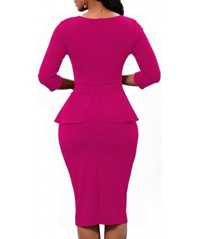 Women's Bodycon Pencil Dress Teacher Office Church Modest Business Wear to Work Bodycon Sheath Suiting Dresses Rose Red $22.5...