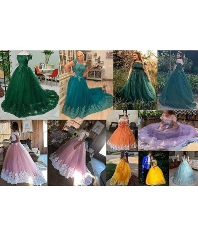 Off Shoulder Quinceanera Dresses Puffy Tulle Ball Gowns with Train Lace Long Prom Dress for Women Burgundy/Deep $50.16 Dresses