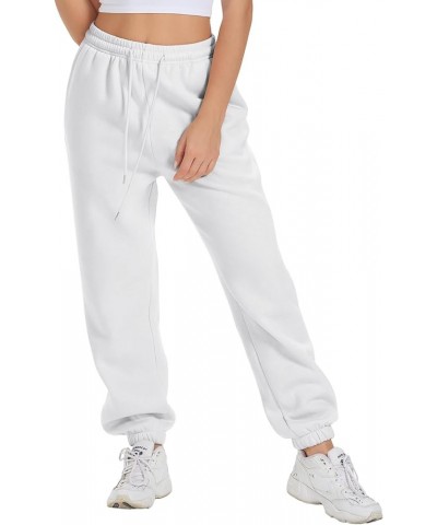 Sweatpants Women Joggers with Pockets Fleece Lined Lounge Yoga Pants White $13.64 Activewear