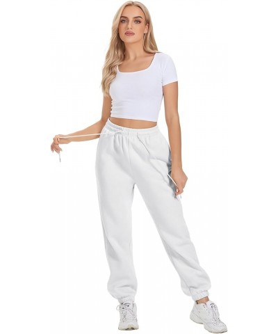 Sweatpants Women Joggers with Pockets Fleece Lined Lounge Yoga Pants White $13.64 Activewear