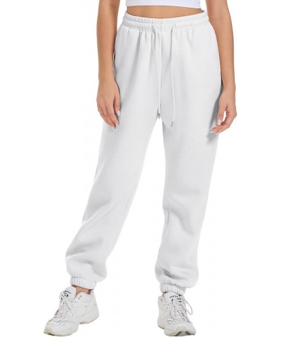 Sweatpants Women Joggers with Pockets Fleece Lined Lounge Yoga Pants White $13.64 Activewear