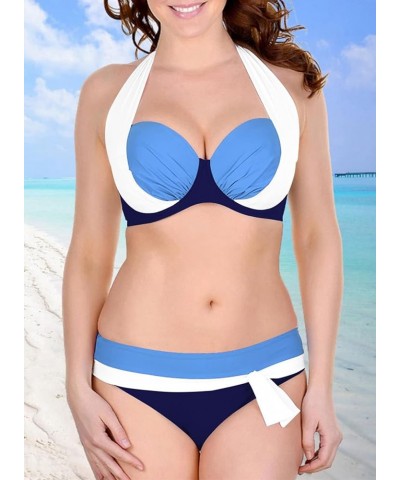 Women Push Up Two Piece Bikini Swimsuits Padded Swimwear Bathing Suit Za Blue $15.74 Swimsuits