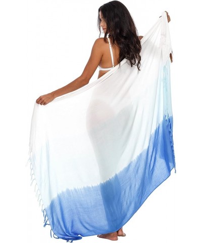 Womens Beach Cover Up Ombre Sarong Swimsuit Cover-Up Pareo Coverups Blue/White $14.28 Swimsuits