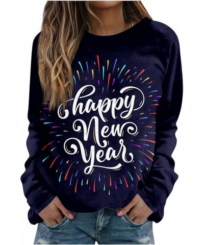 Happy New Year 2024 Shirt for Women Letter Printed Long Sleeve Oversized Crewneck Sweatshirts Loose Fit No Hood S-3XL 01-blac...