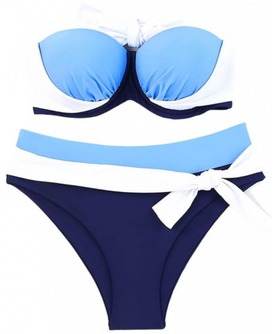 Women Push Up Two Piece Bikini Swimsuits Padded Swimwear Bathing Suit Za Blue $15.74 Swimsuits